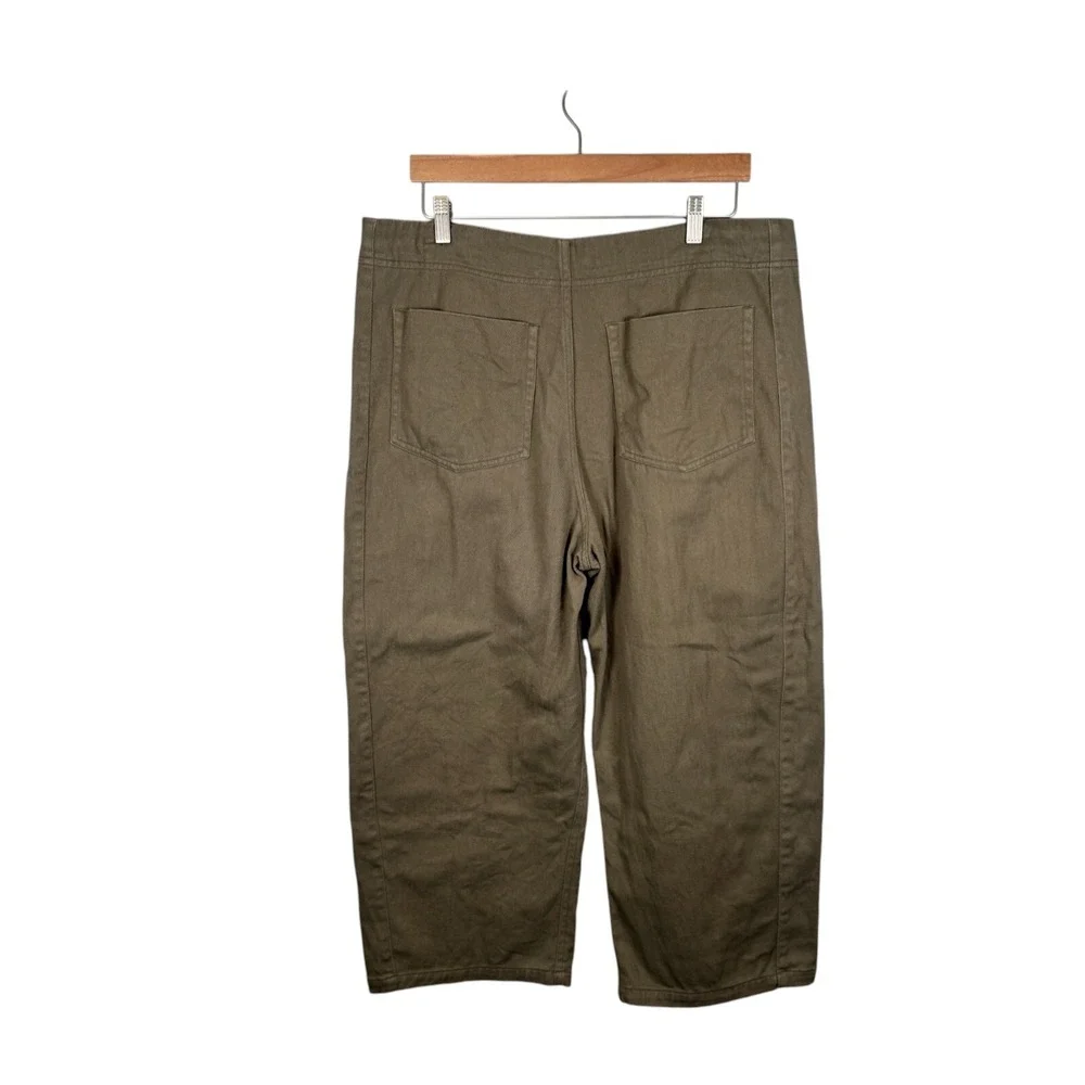 Roucha Paya‎ Denim Barrel Jeans Wide Leg Denim Canvas Baggy Size C Olive Green
